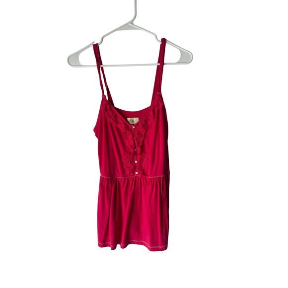 Hollister Y2k Size Large Hot Pink Babydoll Tank Top Summer - Picture 1 of 7